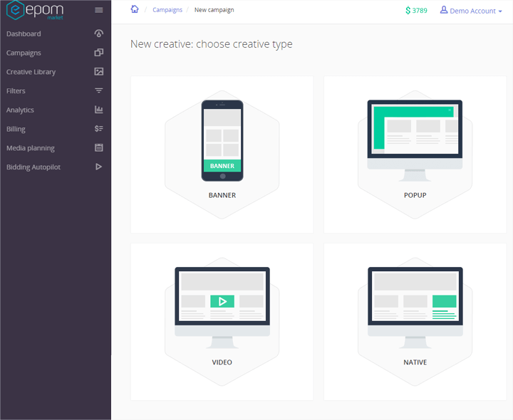 How to set up native ads on the Epom Market self-serve DSP